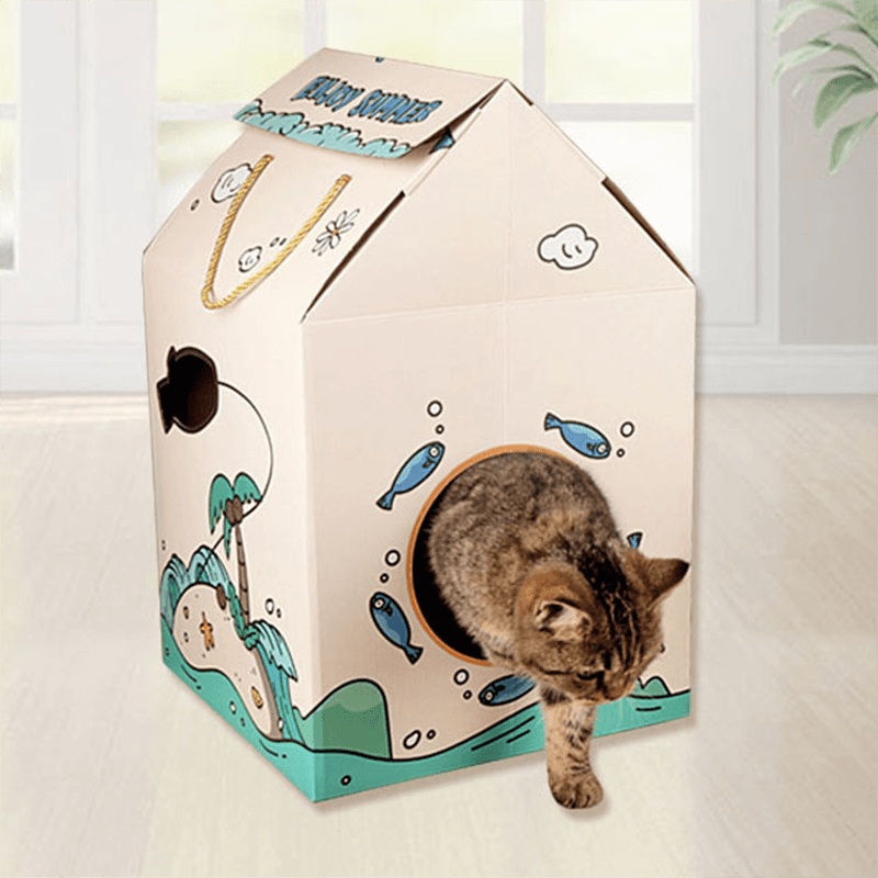 Milk carton style corrugated cat house