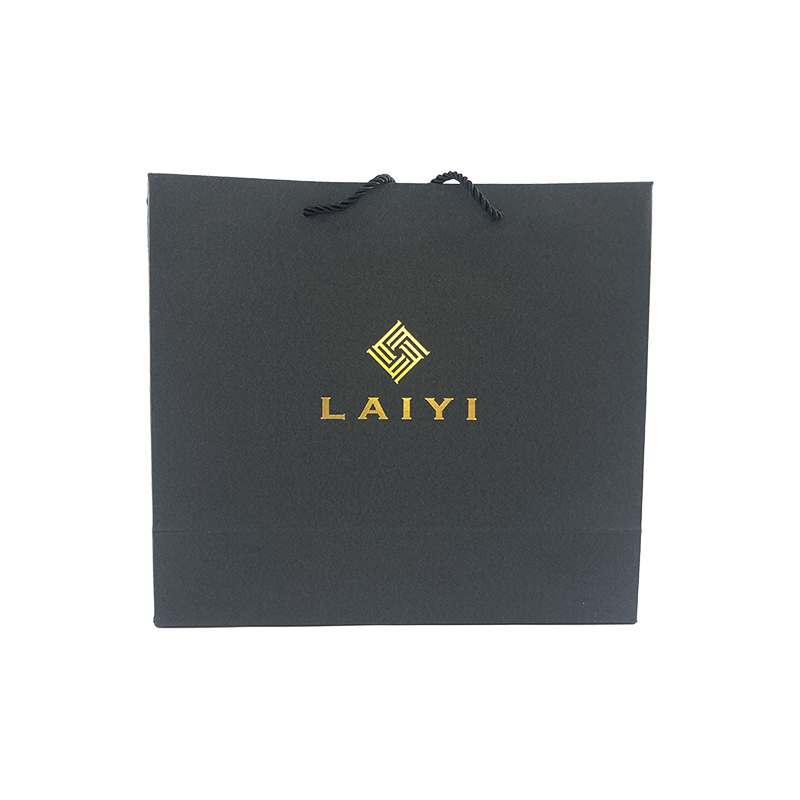 High quality black paper bag with gold foil